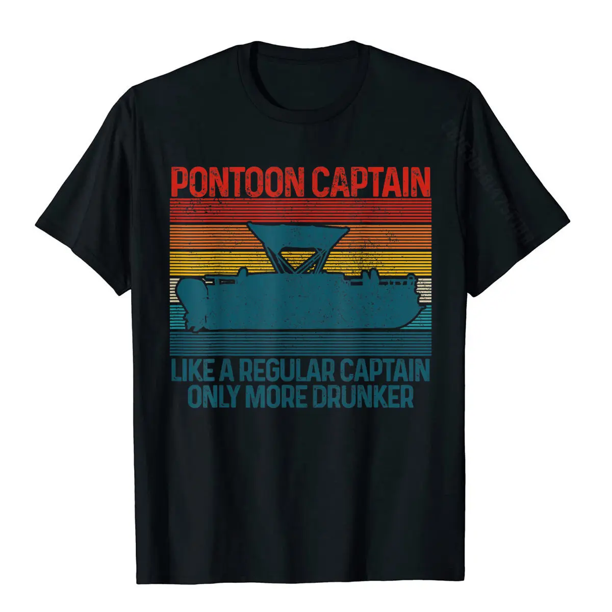 Mens Pontoon Captain Vintage Funny Pontoon Boat Boating Gift T-Shirt Tshirts Tops Shirts Coupons Cotton Custom Fitness Men's