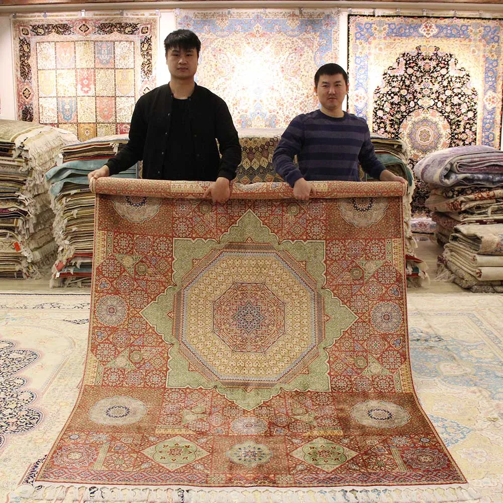 

Yilong 5,6 'x 8,3' большие восточные шелковые персидские ковры ручной работы (CQG26A5.6x8.3)