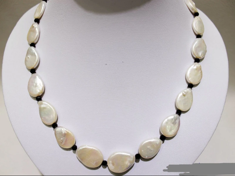 N1567 черный кристалл белый пресноводный жемчуг ожерелье 28% скидка Новинка |