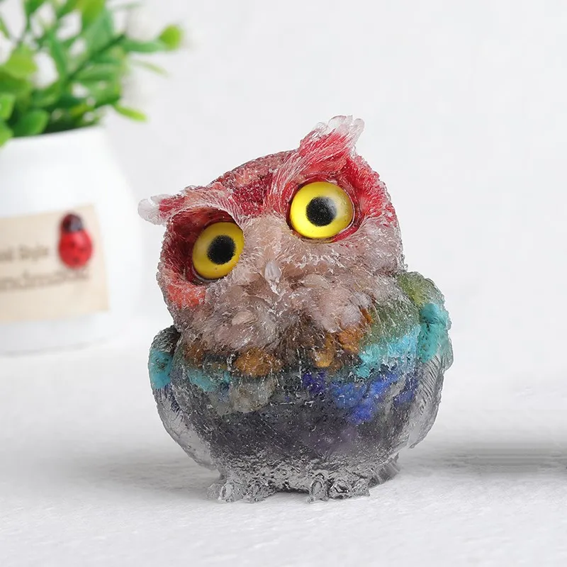 

100% Natural Crystal Gravel Owl Crafts Animal Orgonite Silicone Mould DIY Resin Decor HandMake Figurine Home Decor Collect Gifts