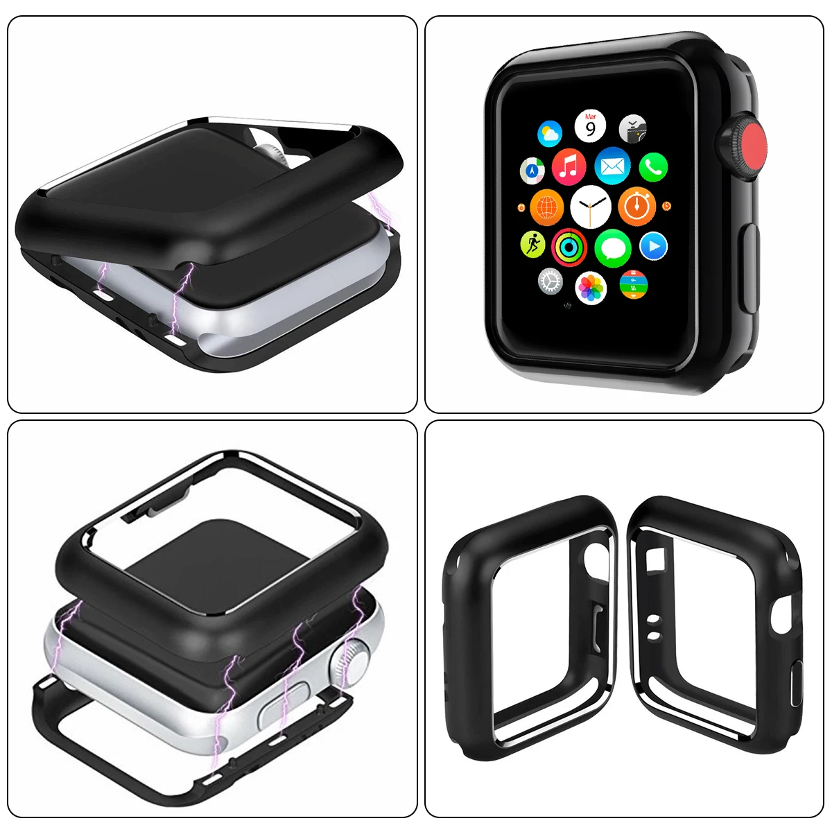 Magnetic Adsorption Clear Case for Apple Watch Series 4 3 2 1 38 40 42 44 mm Universal Crystal Aluminum Frame Magnet Protector |