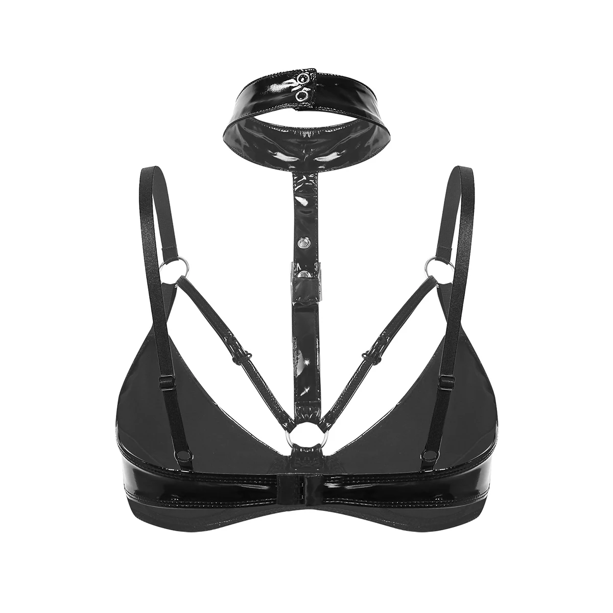 Женские бюстгальтеры с эффектом влажного вида Лакированное кожаное нижнее белье