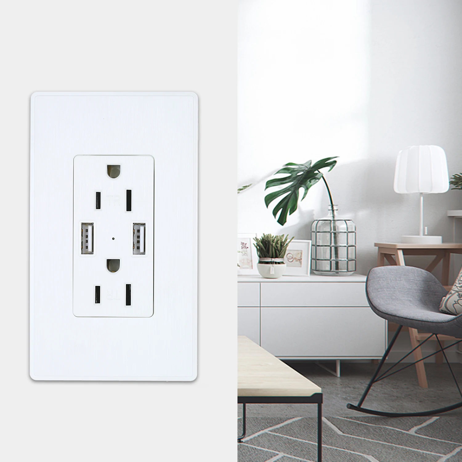 2.1A USB розетка настенное зарядное устройство 15A TR Decora с двумя usb портами
