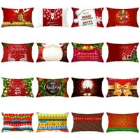 cartoon elk santa claus cushion cover rectangle new year decor pillowcase christmas home xmas bells red pillow covers for sofa