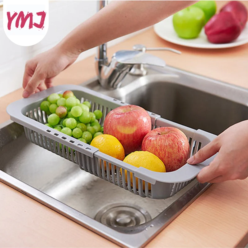 

Выдвижные корзины для раковины, прямоугольная пластиковая посуда, чаша для фруктов, бытовая кухонная раковина, сливная стойка, корзина для ...