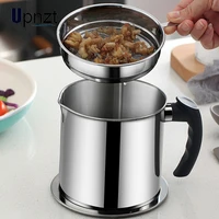 1 3l stainless steel oil strainer pot container jug storage can with filter cooking oil pot for kitchen household tools