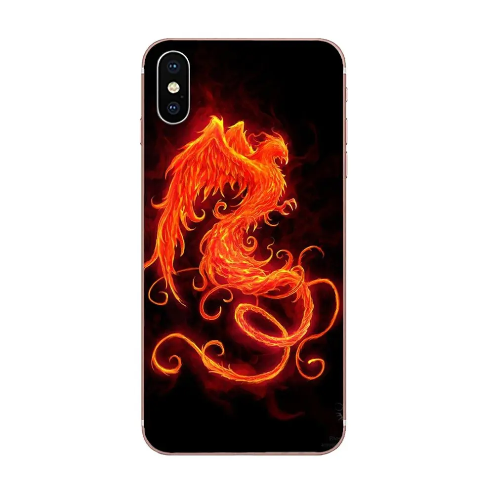 Восходящий огненный феникс птица тонкий ТПУ сотовый для Apple iPhone 4 4s 5 5C 5S SE 6 6S 7 8 Plus X