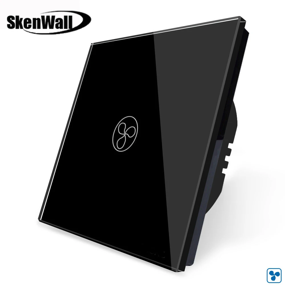 Стандарт ЕС умный дом 1 банда роскошная хрустальная стеклянная панель вентилятор