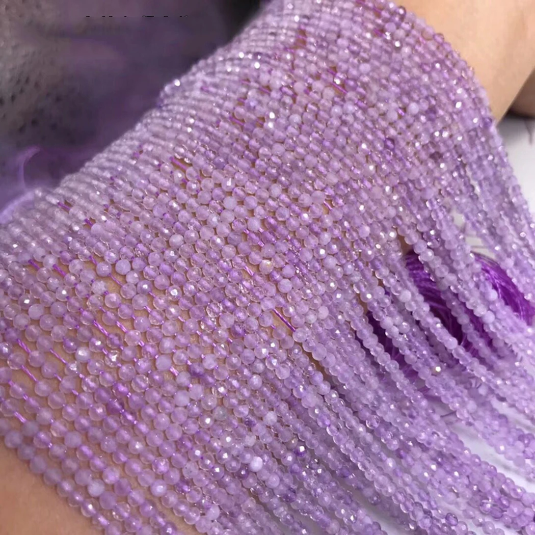 Натуральный Лавандовый Аметист 2 мм 3 4 5 Круглые граненые бусины из драгоценного