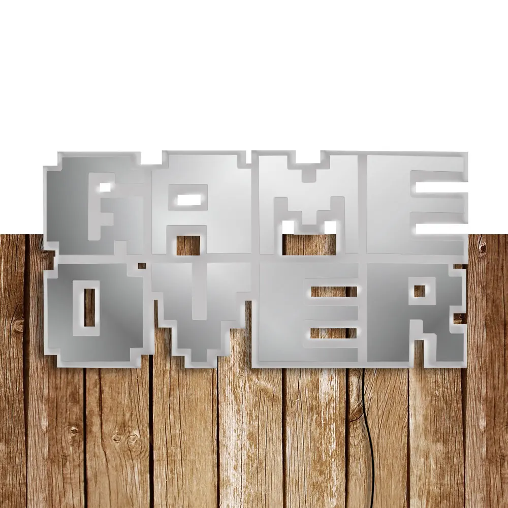 8-Bit Pixel Game Over LED Light Sign Wall Mirror Video Party Lighting Decorations Man Cave Bar Gaming Supplies | Дом и сад