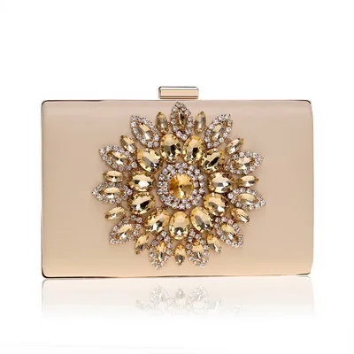 YM1061gold GLOIG Модные женские клатчи из бархата с цветами и бриллиантами; вечерняя сумочка из металла; цвет синий, красный, черный; стразы; Сумочка для свадебной вечеринки - Цвет: YM1061gold