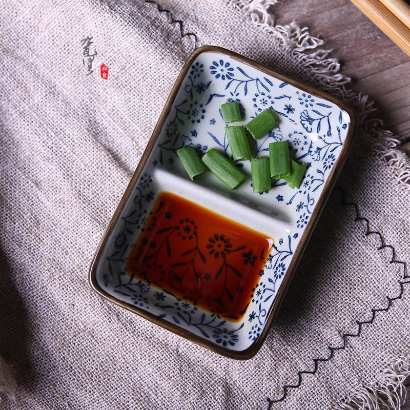 

Японский двойной сетки блюдце кухня блюдо соевый диспенсер для соусов маринованные пищевой Ресторан макания кетчуп маття горчица