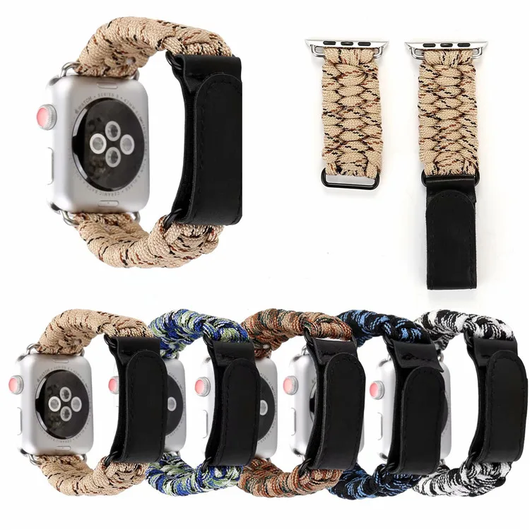 Ремешок нейлоновый для iWatch 3 2 1 браслет из Паракорда выживания Apple Watch Band Series 6 5 4