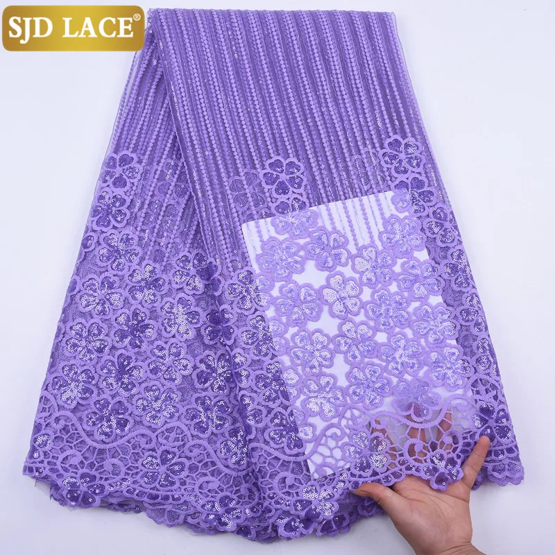 SJD кружева 2020 чистый белый африканская кружевная ткань с блестками французская