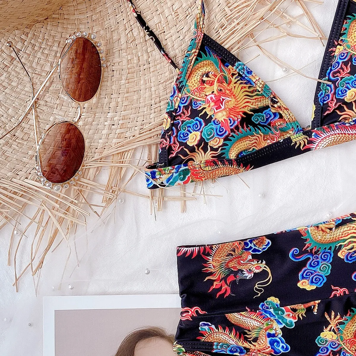 

Bikini 2021 Sexy Triangle Splicing Solid Swimsuit Swimwear Women High Waist Split Swimwear Bathing Suit Brazilian Bikini Set