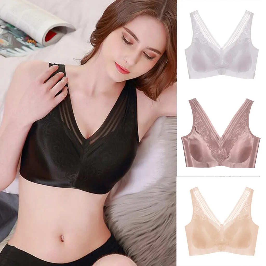 Женские спортивные бюстгальтеры бесшовное Кружевное Белье для сна бюстгальтер