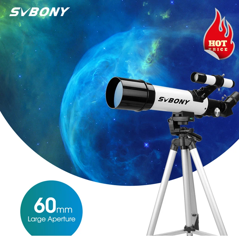 SVBONY-telescopio Refractor portátil, óptico multirevestimiento, Ideal para principiantes, 60mm,