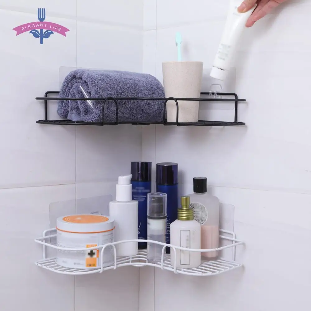 

Wall Mounted Bathroom Storage Rack Shelves Floating Shelf Shower Hanging Basket Shampoo Holder Kitchen Cosmetic Basket Shelf