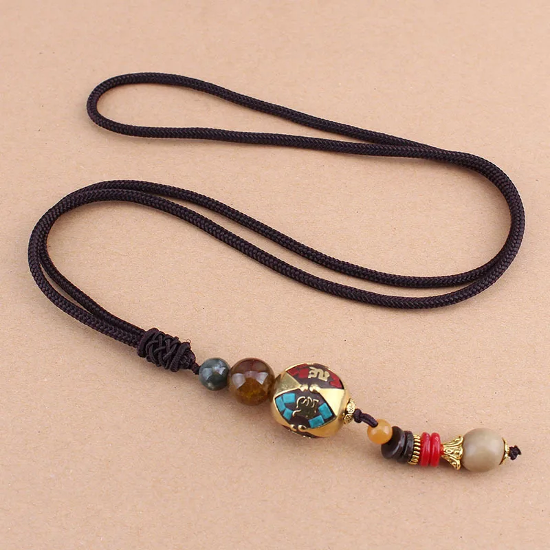 Новый Винтажный непальский длинный буддийский деревянный кулон и ожерелье из