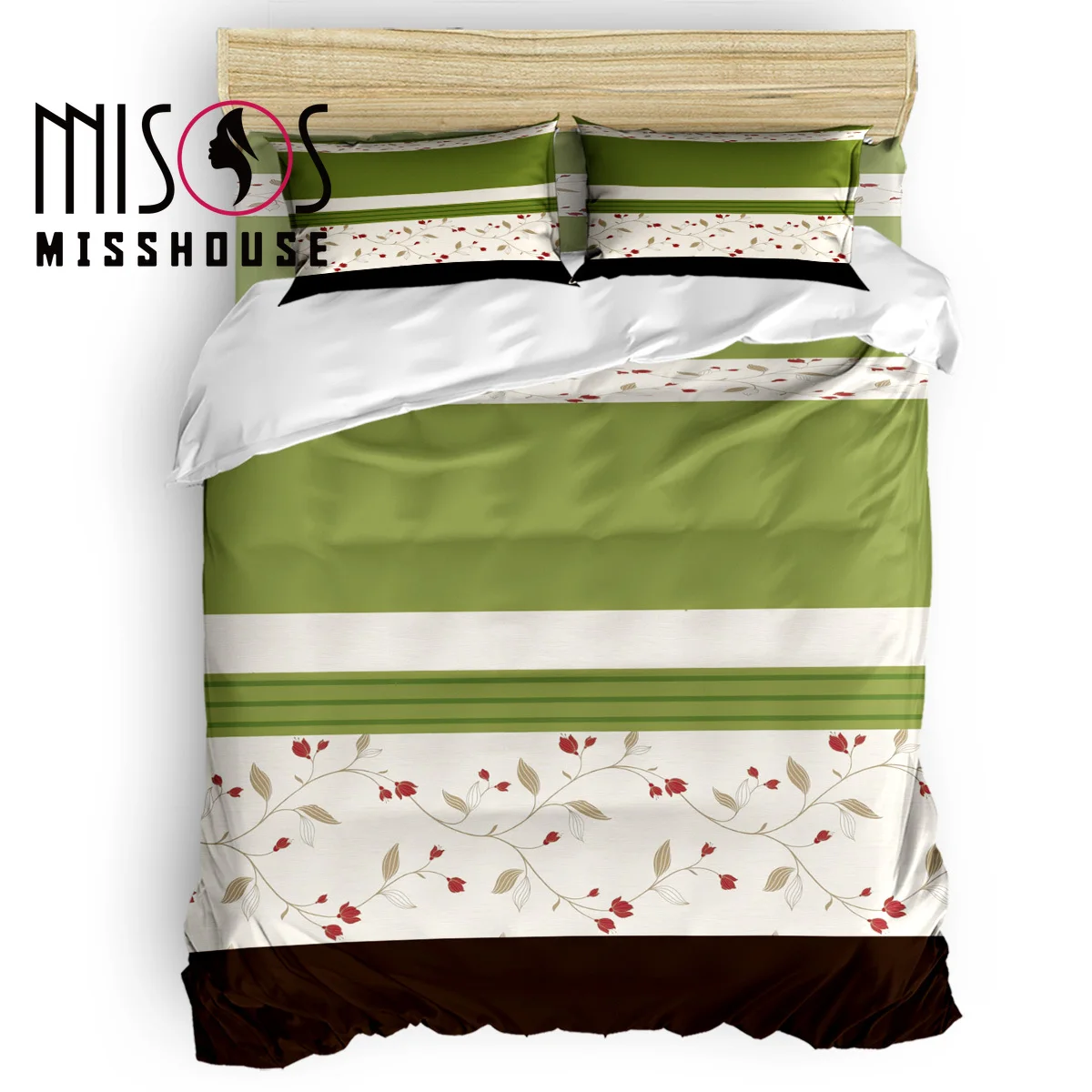 MISSHOUSE 4 шт. постельные принадлежности наборы Винтаж цветок зеленый пододеяльник