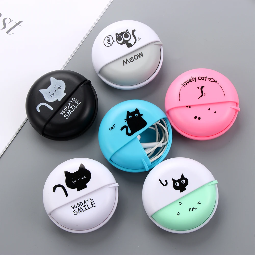 

Multi-function Round Shaped Data Line Box All In Order Earphone Case Rotating Storage Jewelry Protective Wire Cable Organizer