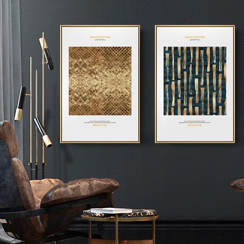 RELIABLI художественная абстрактная Золотая Картина на холсте для дома Настенная