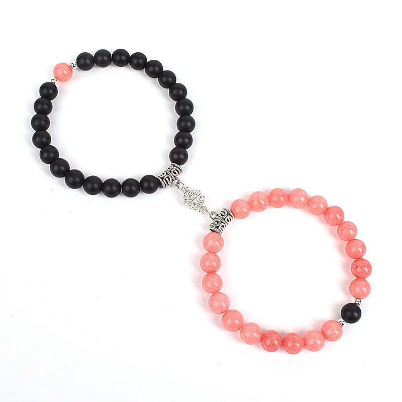 

Fashion 2pcs/set Natural Stone Beads Yoga Bracelet For Lovers Distance Magnet Couple Bracelets Healing Friendship Jewelry Pulser
