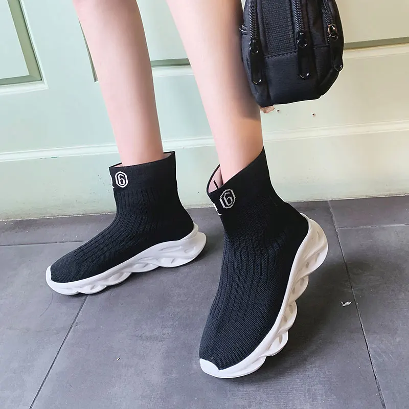 Высокая дышащая повседневная обувь женские носки Кроссовки Женская для бега