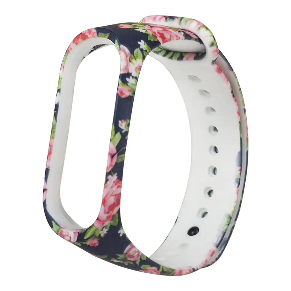 Blue Rose Камуфляжный браслет для Xiaomi Mi Band 4 ремешок силиконовый ремешок с цветочным принтом miband 3 Аксессуары для xiaomi miband 4 NFC band - Цвет: Blue Rose