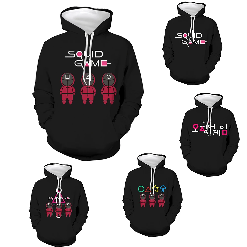 

Squid Game Hoodies Cosplay Square Circle Triangle logo on face Casual Streetware Hoodie Cosplay Halloween Christmas Sweatshirt