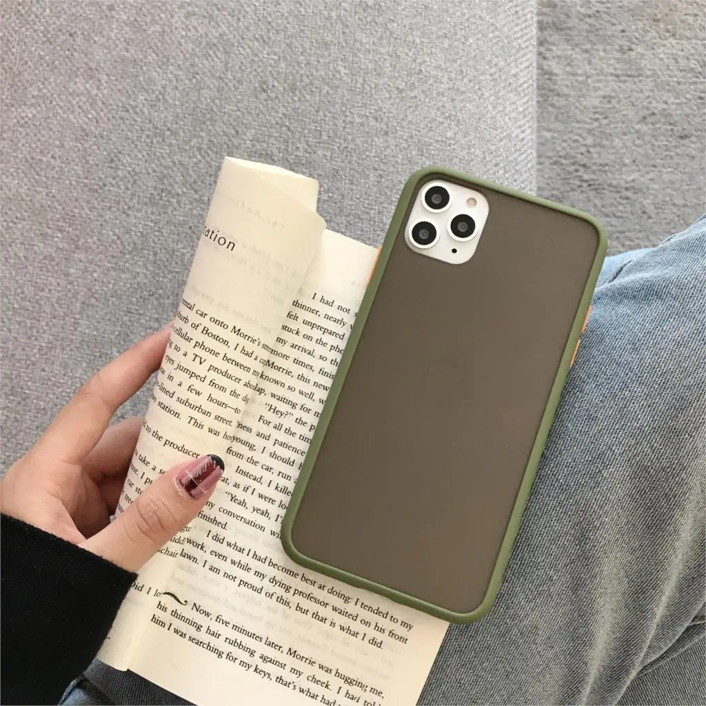 Чехол для телефона для iPhone 11 Pro X XR XS Max 7 8 Plus, роскошный Контрастный ЦВЕТНОЙ каркас, матовый жесткий защитный чехол для iPhone 11 - Цвет: ERHY-green
