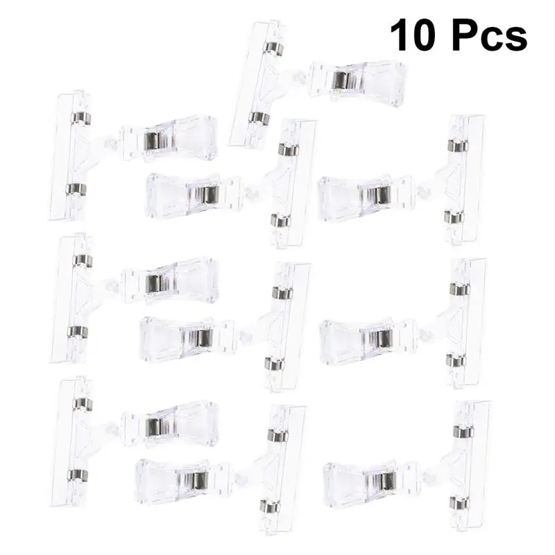 

10PCS Plastic Transparent Label Clips Price Tag Clamp Note Fixator for Home Shooping Mall Market