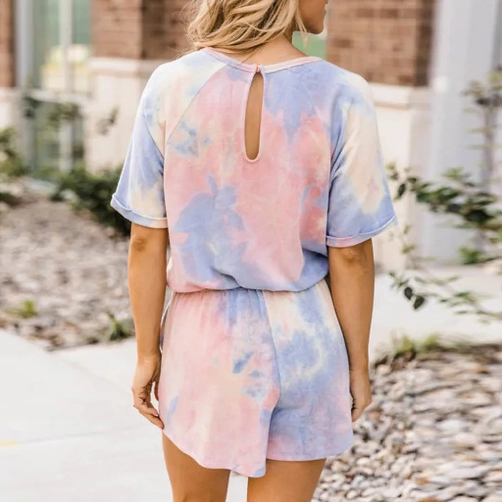 Женский свободный комбинезон с коротким рукавом модный пикантный круглым