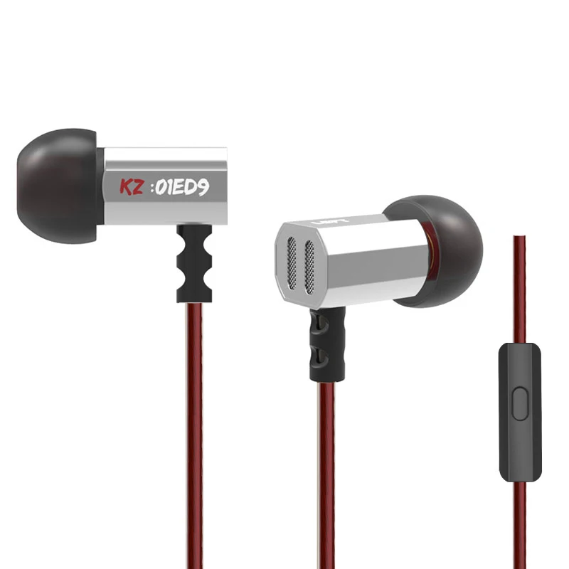 silver with mic KZ ED9 гарнитура для мобильного телефона с тяжелыми басами, HIFI металлические наушники из цинкового сплава ED12 ES3 ES4 ZST AS10 ED2 ZS3 ZS6 ZS5 - Цвет: silver with mic