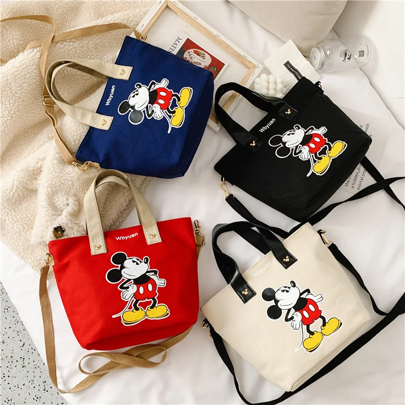 Женская Холщовая Сумка через плечо Disney Mickey Mouse модная сумочка Минни