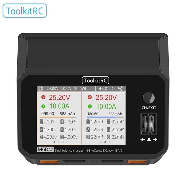ToolkitRC M6DAC High Power 15A / DC700W Dual Channel Battery Balance Charger 1-6S Built-in Supply For PD65W Fast Charging | Игрушки и