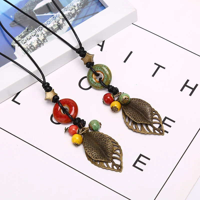 Модные женские керамические бусы кулон этническое ожерелье цепь Шарм ювелирные