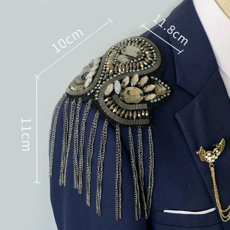 

Rivet Brooch Spike Tassel Epaulet Shoulder Board Unisex Punk Jewelry Unisex Rivet Fringed Brooch DIY Costume Decoration