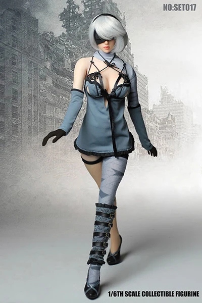 Сексуальные PS4 игры 1/6 NieR Automata 2B YoRHa No. 2 Тип B Девушка с головой лепки и Одежда