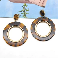 2021 2022 newest leopard pattern chunky round stud earrings for women big statement ear jewelry