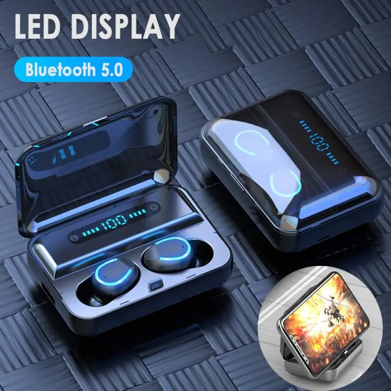 TWS Bluetooth 5.0 Headphones Wireless Earphone 9D Stereo IPX7 Waterproof Earbuds With 2000mAh Charing Case LCD Display Repair |