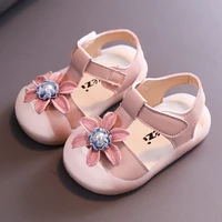 toddlers girls sandals children beach shoes summer brand new kids sandals with flowers classic soft rubber anti kick toe covered