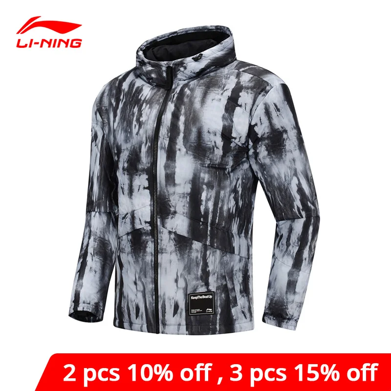 Мужской короткий пуховик Li Ning трендовая теплая куртка из 70% серого утиного пуха
