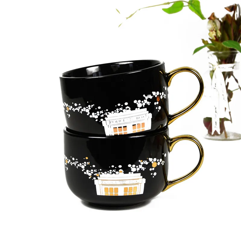 Креативная керамическая кружка для молока с золотым покрытием чашка ручкой