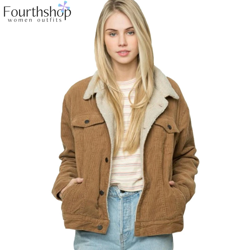 Осень-зима 2019 вельветовые куртки и пальто из овечьей шерсти женская теплая