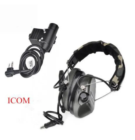 ICOM Новые наушники ZTAC Military Softair Sordin, охотничьи наушники для защиты ушей с Z Tactical PTT Phone Midland Kenwood U94 PTT Z111 FG Z113 - Цвет: ICOM