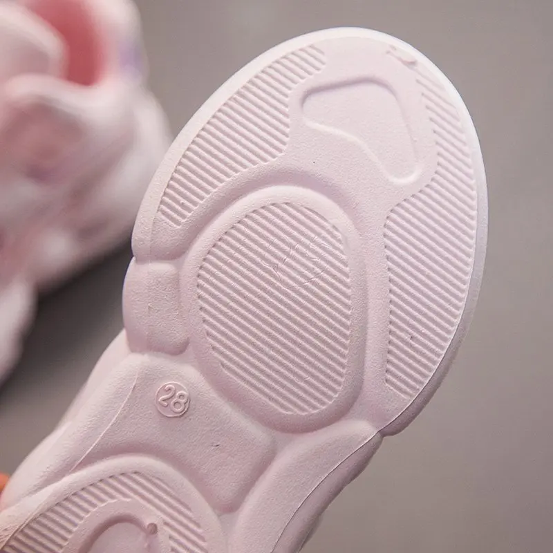 

New Cool Children Sneaker for Girls Pink White Kid Designer Shoe Mesh Breathable Boy Running Shoes Soft Bottom Girls School Shoe