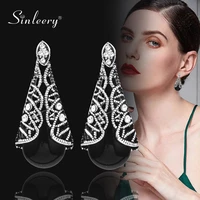 sinleery vintage white blue pink black opal dangle earrings for women antique silver color luxury design jewelry zd1 ssp