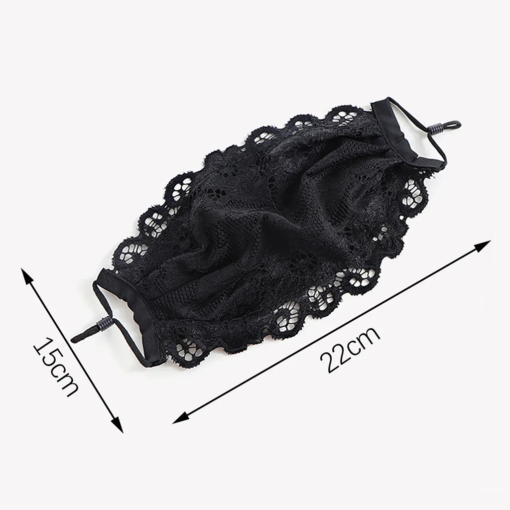 Ladies Black Flower Embroidery Lace Adjustable Mesh Thin Breathable Mask Reusable Washable beauty party mask | Дом и сад