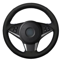 car steering wheel cover diy black soft genuine leather for bmw e60 e61 530d 545i 550i e63 e64 630i 645ci 650i 2003 2010